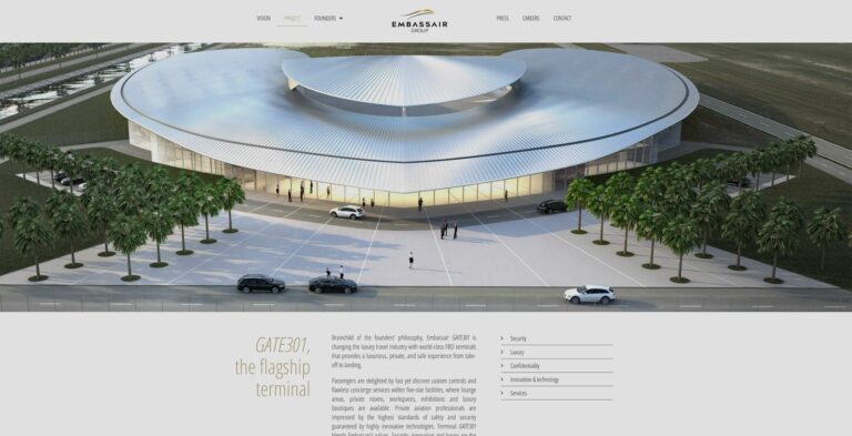 Réalisations 35 Communication globale pour embassair : naming identité visuelle, développement du site internet
